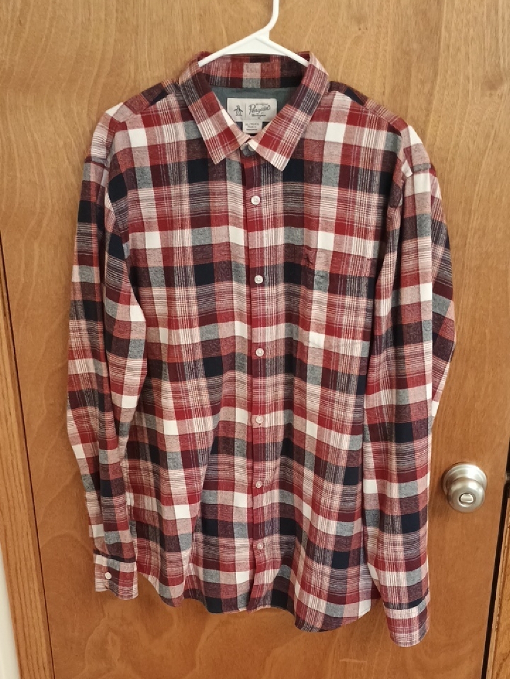 Original Penguin Red, Navy & White Plaid Button-Down Shirt